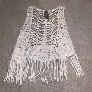 Frayed Cream Vest